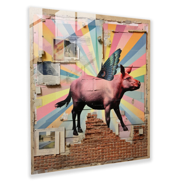 Glasbild Collage von Pink Floyd - Wanddekoration Zuhause gestalten Collage Kunstwerk