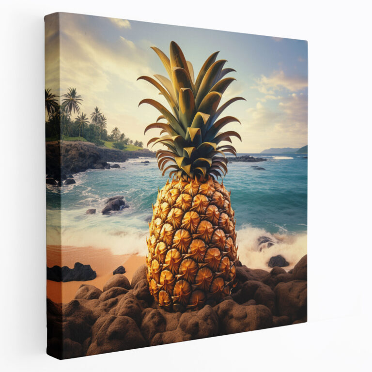 Pineapple Leinwandbild - Strandlandschaft Wanddekoration - Ananas Wanddekoration Leinwandkunst