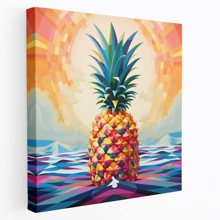 Ananas Wanddekoration - Leinwandbild Ananas geometrische Muster modernes Design