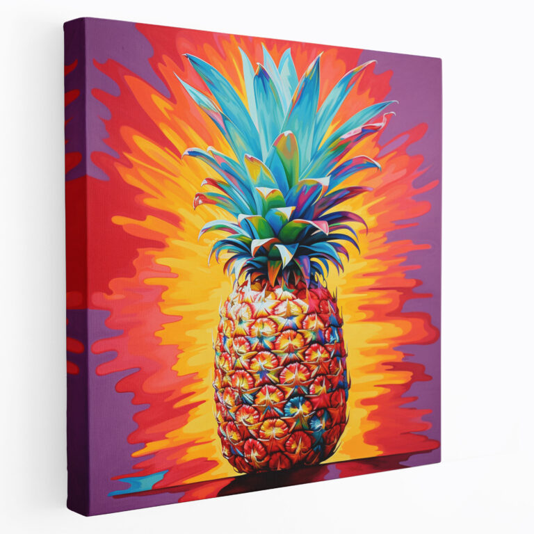 Kraftvolles Ananas Wandbild - Ananas Energie Leinwand Kontrastierender Hintergrund