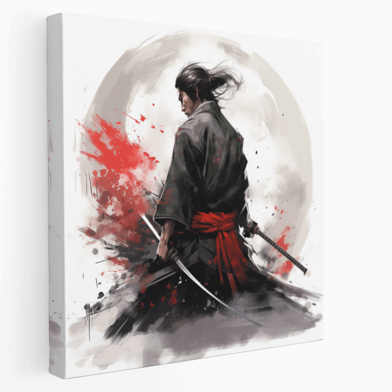 Leinwandbild: Japanisches Anime - Pinselstrich Samurai