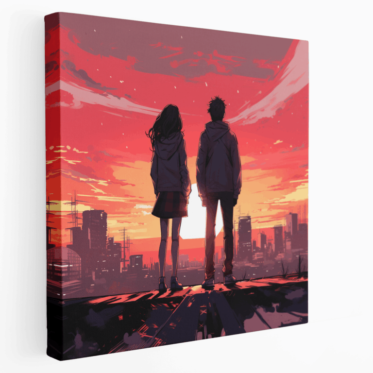 Leinwandbild Anime Sonnenuntergang Futuristisch