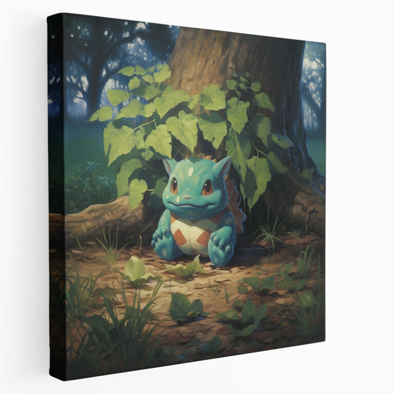 Pokémon Leinwandbild: Bisasam ruht unter schattigem Baum - Wanddekoration Bisasam