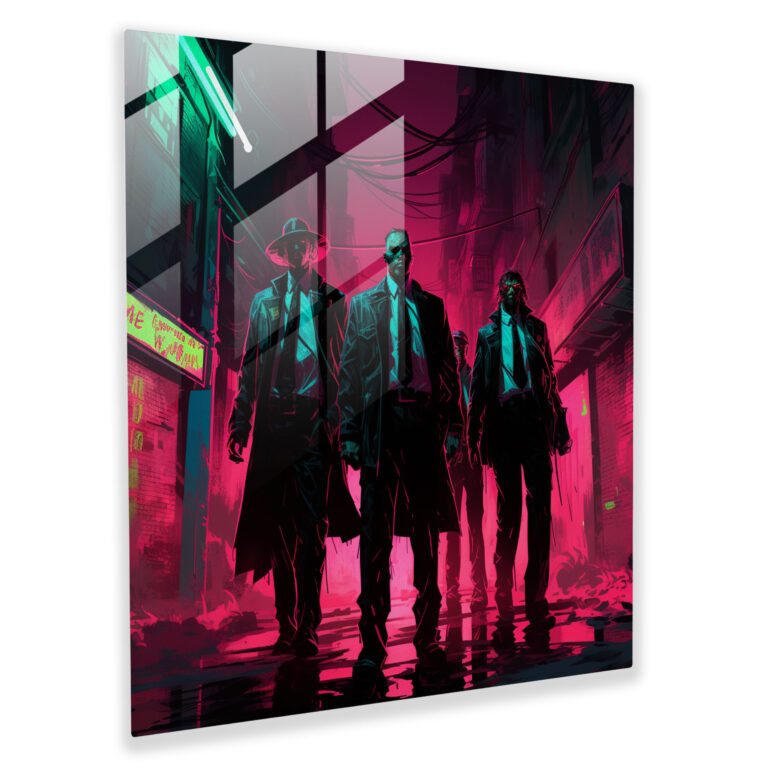 Pulp Fiction Glasbild - Mob Boss Wanddekoration Neon-Graffiti
