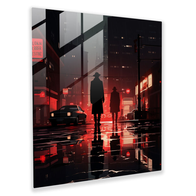 Pulp Fiction Glasbild - Privatdetektiv modernes Kunstwerk