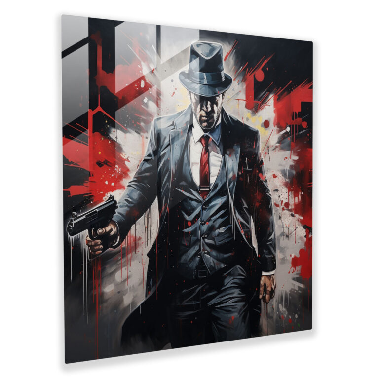 Pulp Fiction Glasbild - Moderne Kunst Glas Kunst Tommy Gun