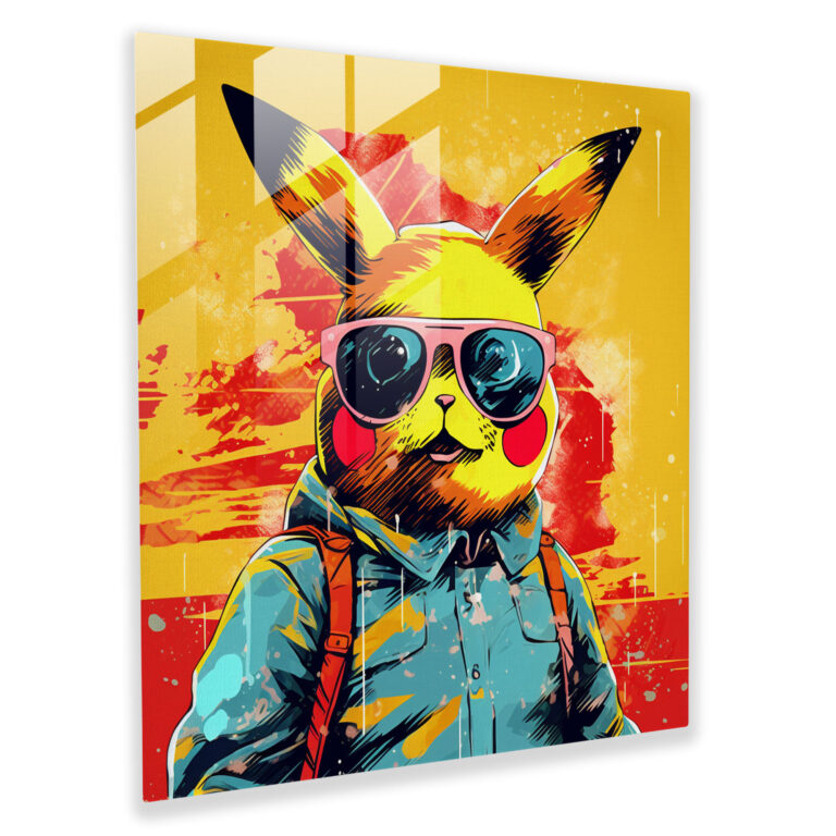 Pokemon Glasbild - Retro Cool - Pokemon Glasbild Wohn-Deko Retro Sonnenbrillen