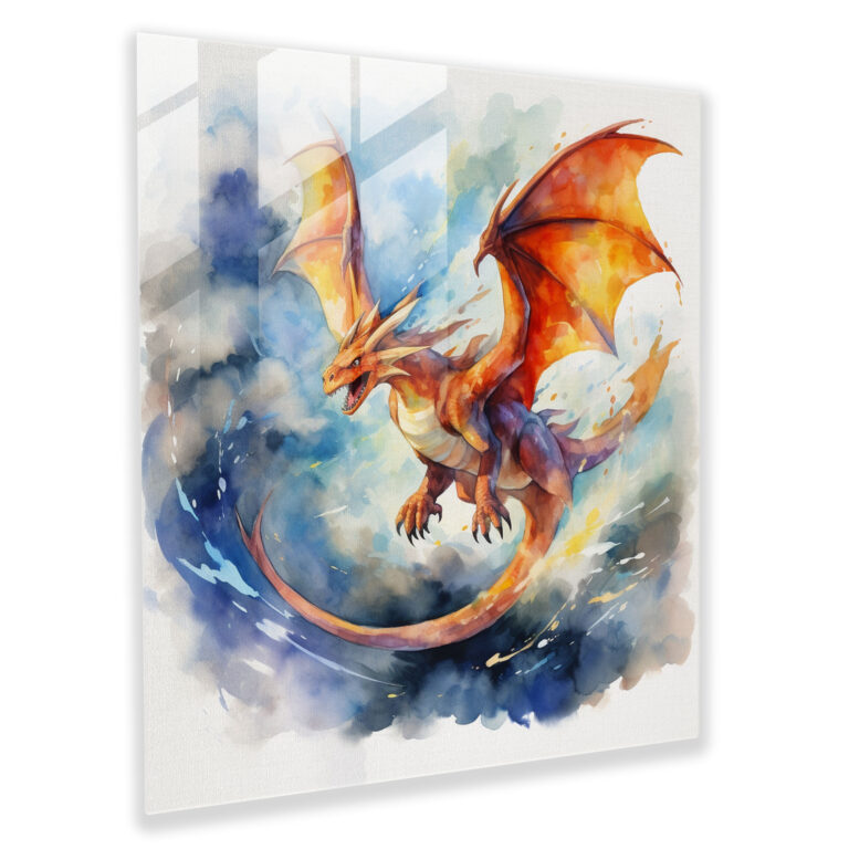 Pokémon Aquarell Glasbild - lebendige Farben Dekoration für Zuhause Glas Kunst