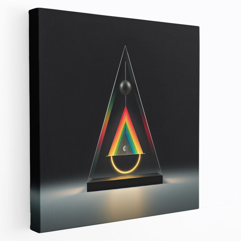 Pink Floyd Wanddekoration - Minimalistisches Leinwandbild Dark Side Of The Moon - Pink Floyd Wohnkultur Der dunkle Seite des Mondes Prisma