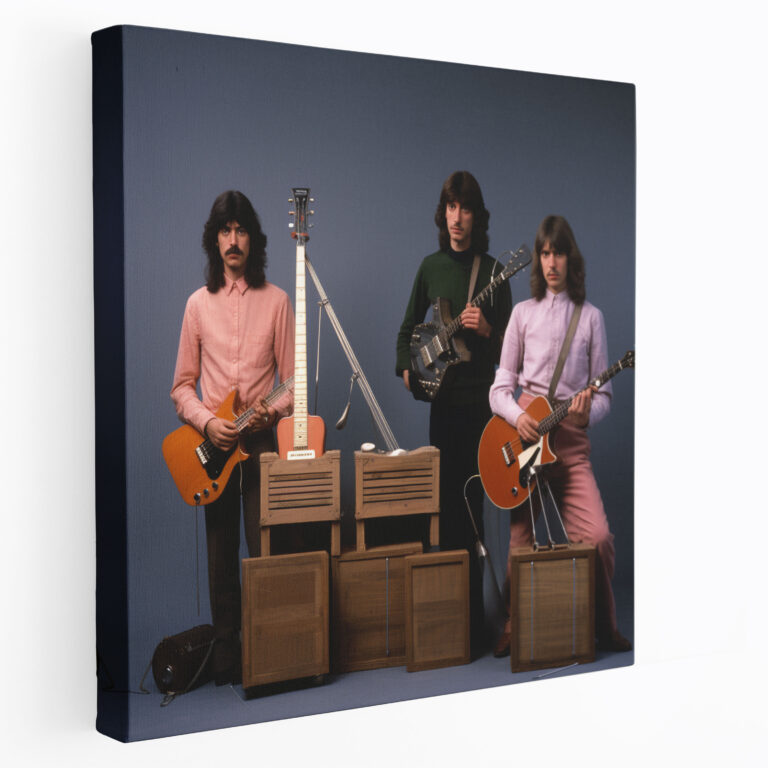 Pink Floyd Leinwandbild - Vintage Bandmitglieder Wandkunst - Pink Floyd Vintage Fotografie Nostalgie Wanddekoration