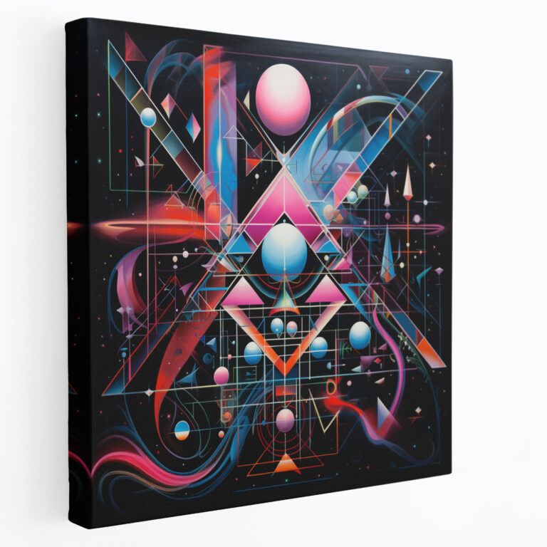 Pink Floyd Wandkunst - geometrische abstrakte Fusion von Albumkunst und Mustern - Leinwandbild Wohnkultur