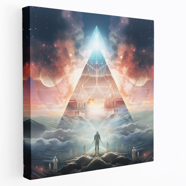 Leinwandbild Pink Floyd - Futuristische himmlische Illustration göttlicher Musiker - Pink Floyd Leinwand Leinwandbild Wandkunst