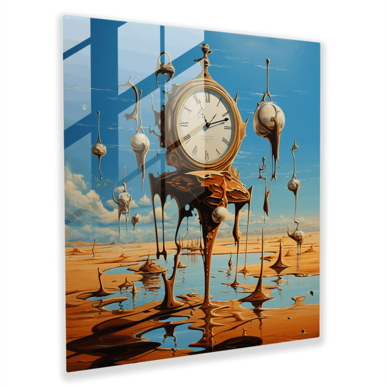 Glasbild Enigmatische Träume - Surrealistische Landschaftsglaswandkunst