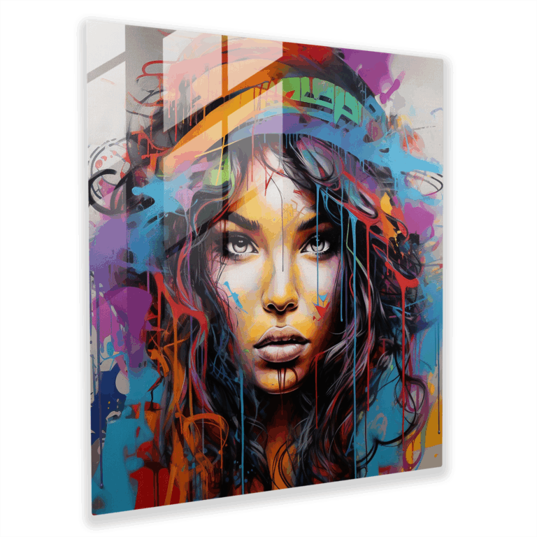 Moderne Wanddekoration mit rebellischem urbanem Graffiti-Glasbild