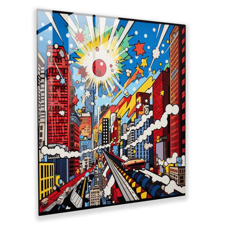 Glasbild Wanddekoration im Stil von Lichtenstein