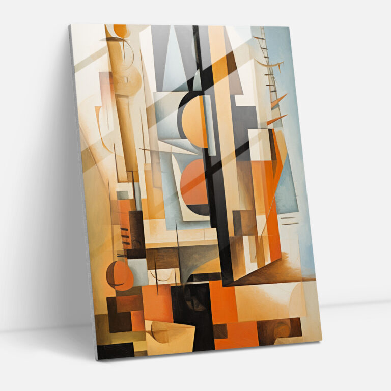 Glasbild im Stil von Pablo Picasso - Glasbild Wanddekoration kubistische Szene
