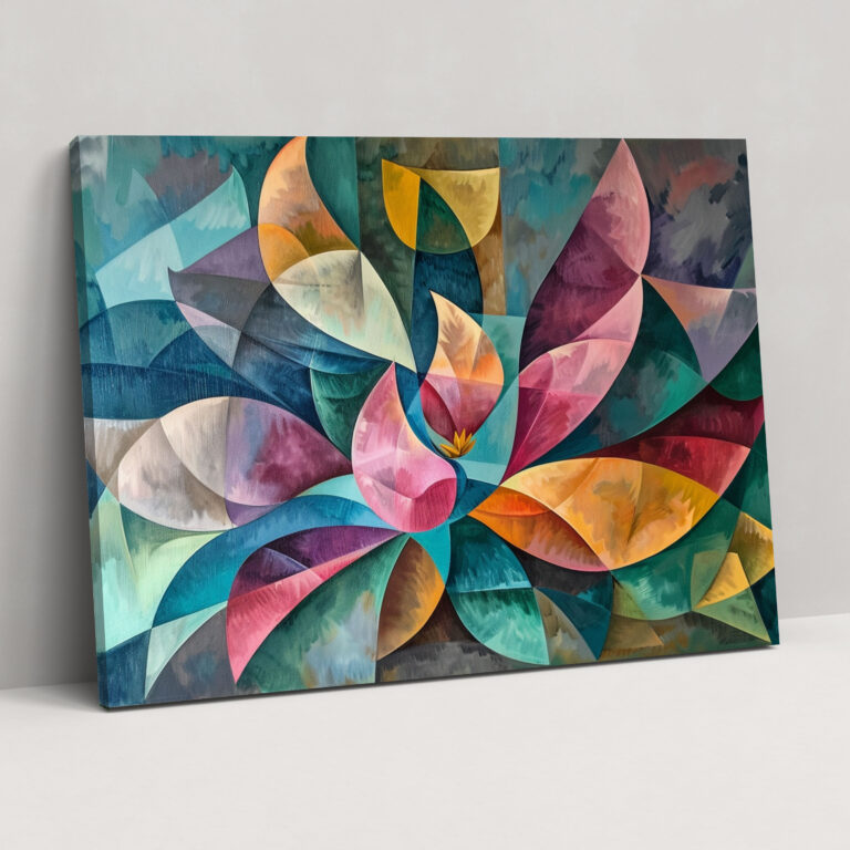Pastell Kubistische Blumenarrangement Leinwandbild - Pablo Picasso Wanddekoration Leinwandkunst