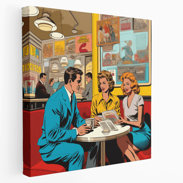 Leinwandbild im Retro Pop Art Coffee Shop Stil