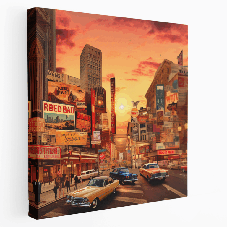 Stadtbild Retro Werbeanzeigen Leinwandbild