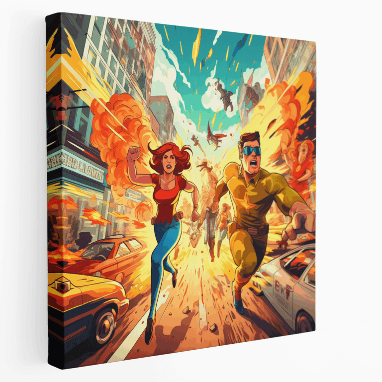 Leinwandbild Superheld im Retro-Comic-Stil