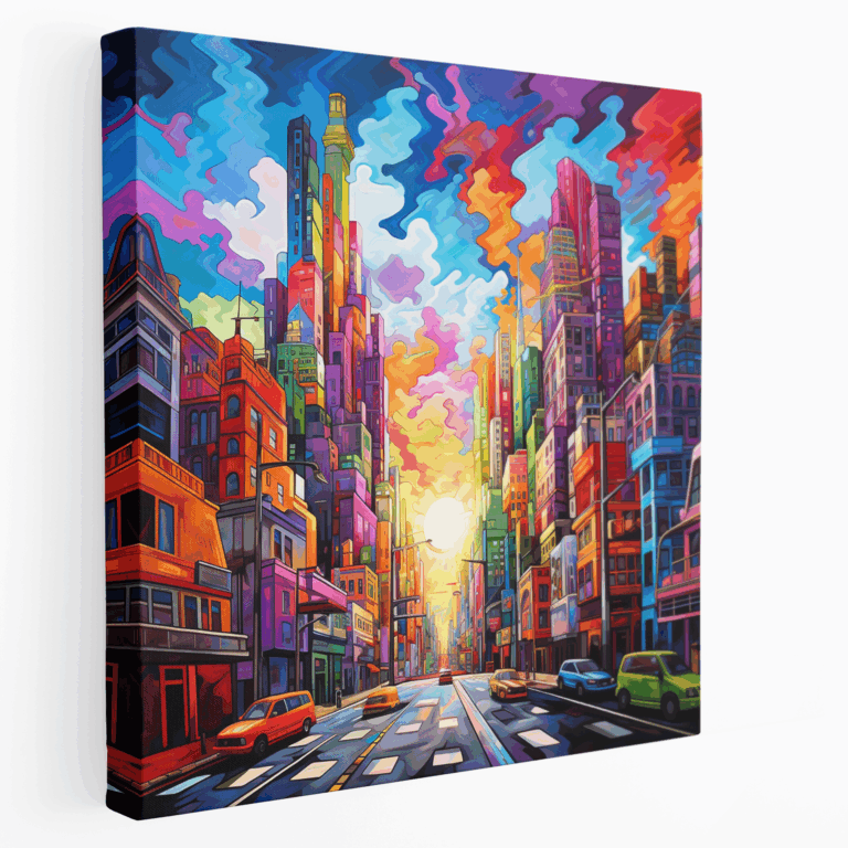 Neo Pop Stadt Leinwandbild