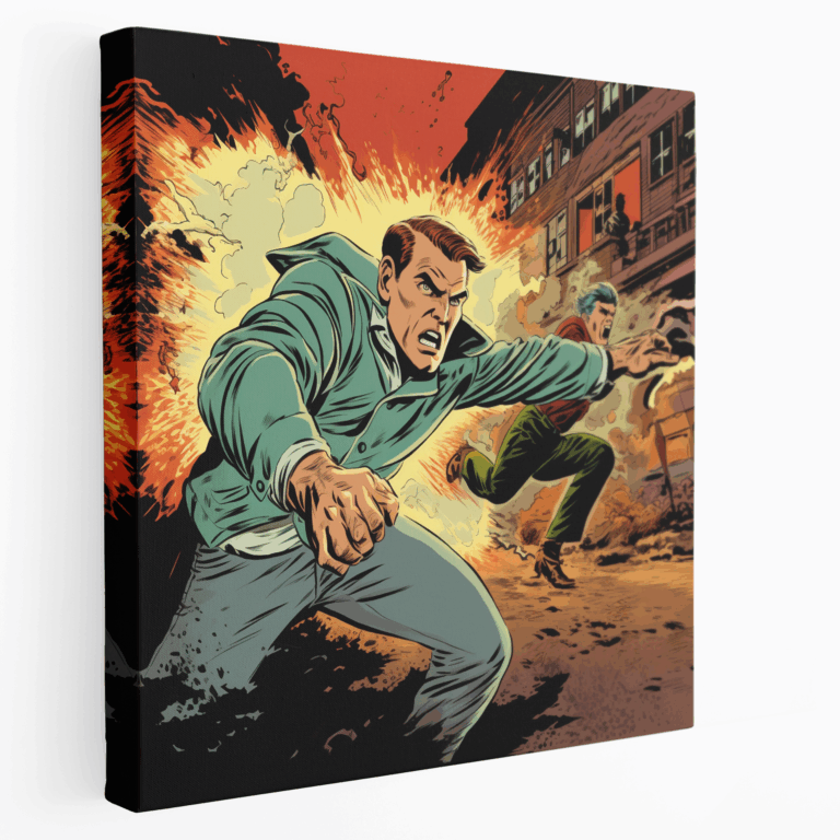 Retro Heroische Comics Leinwandbild