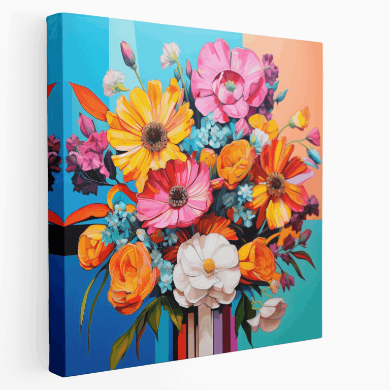Psychedelischer Blumenrausch Leinwandbild