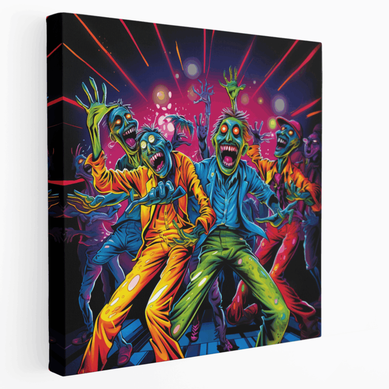 Neon Dance Party Leinwandbild in Trippy Design