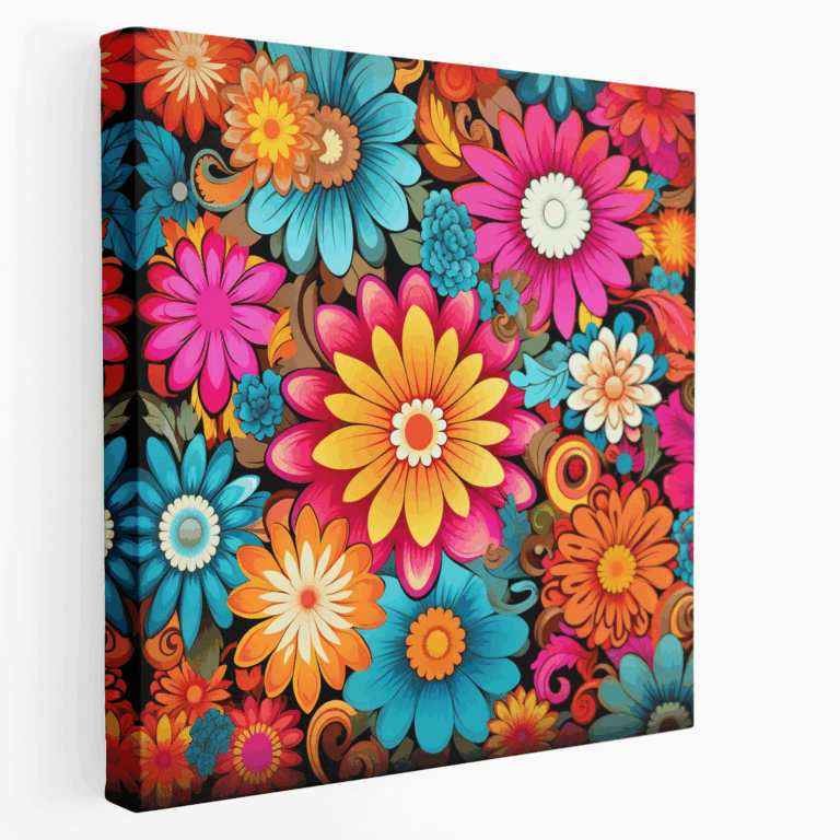 Psychedelische Retro Blumenkunst Leinwandbild
