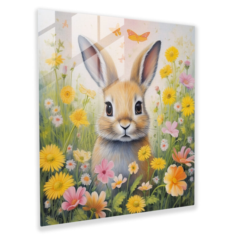 Pastell Glasbild Frühlingsblumen Wanddekoration mit verspieltem Touch