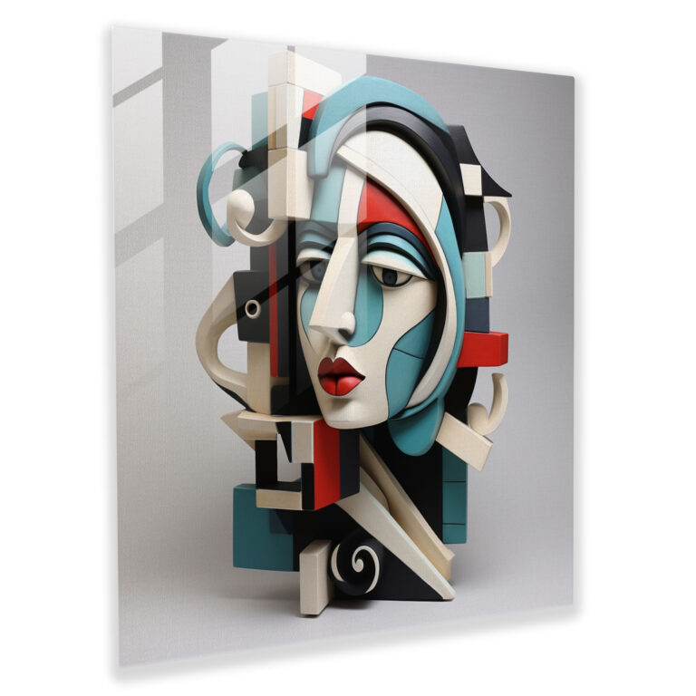 Glasbild Cubist - Abstraktes Porträt einer Frau - Kunst Glas Wanddekoration