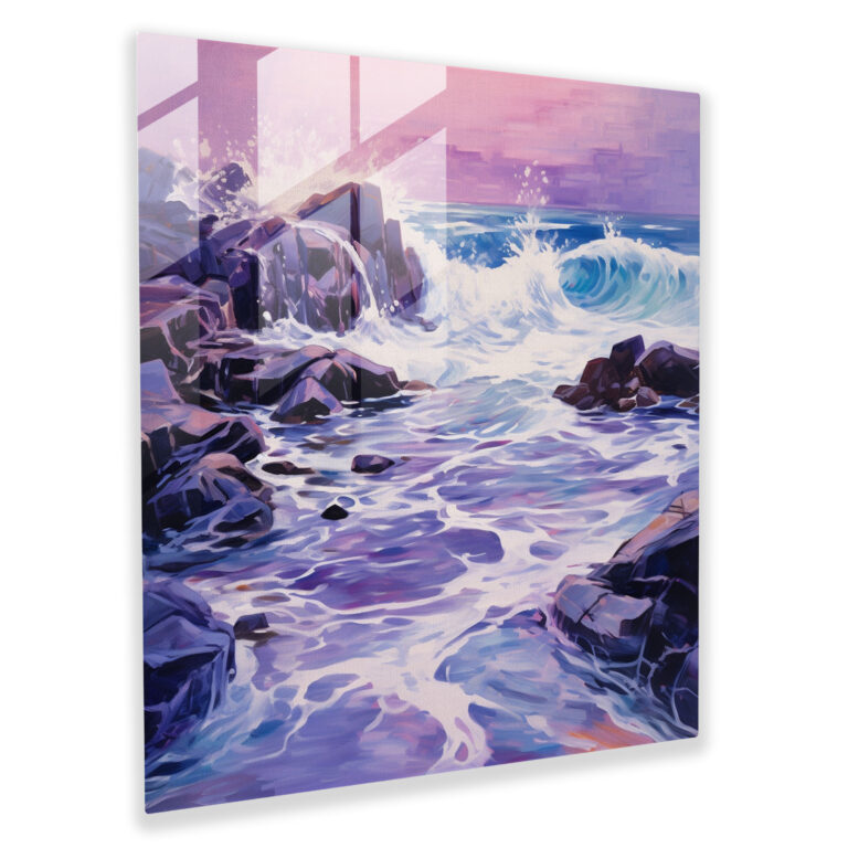 Lila Wellen Glasbild - Lila Glasbild Wanddekoration Moderne Kunst