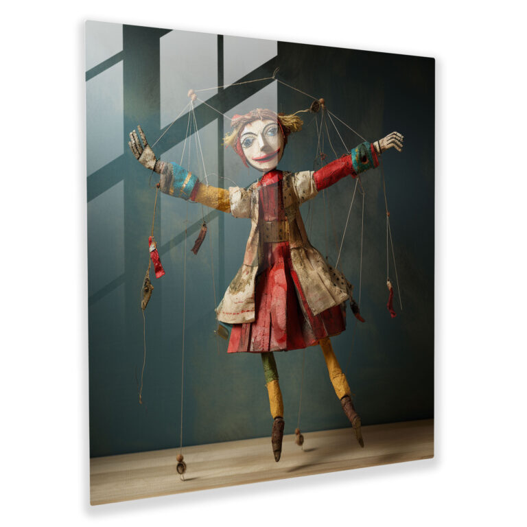 Verspieltes Melodie Marionetten Glasbild - Marionette Glasbild Melodie