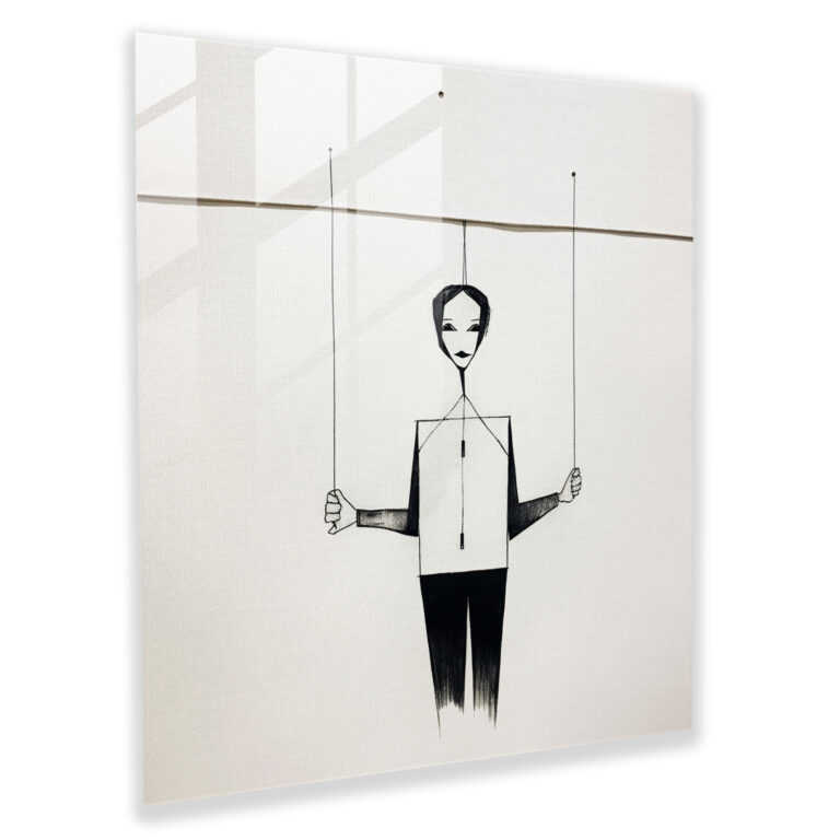 Glasbild Marionettenmotiv - Puppe Wanddekoration modernes Kunstwerk