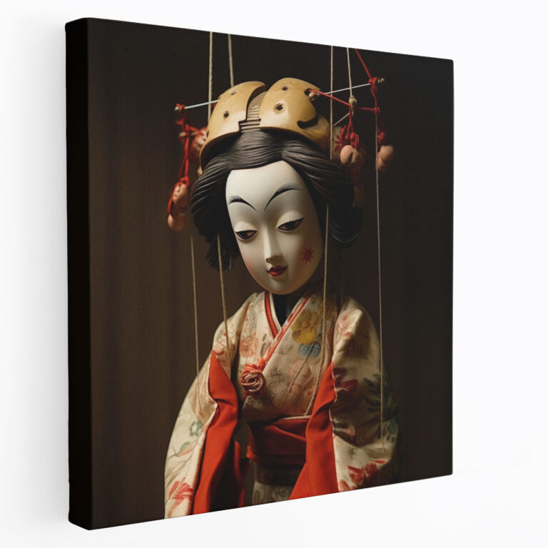 Japanisches Bunraku-Puppen Leinwandbild - Wanddekoration Einzigartig