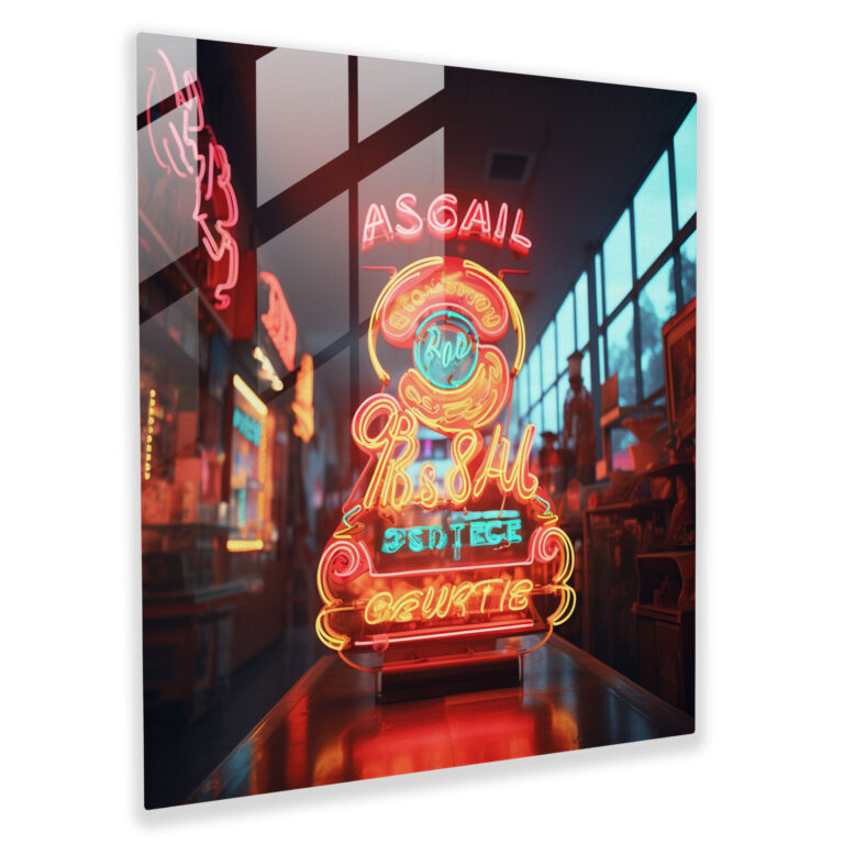 Retro Neon Typografie Glasbild - Retro Glas Kunst Moderne Kunst Wanddekoration