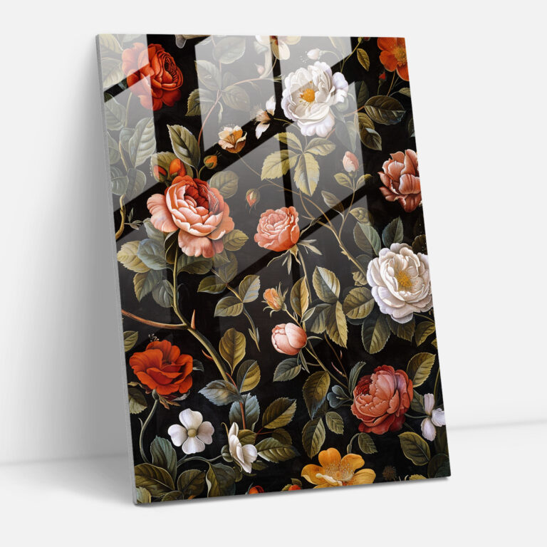Wanddekoration mit floralen Mustern - Glasbild von Raffaello Sanzio