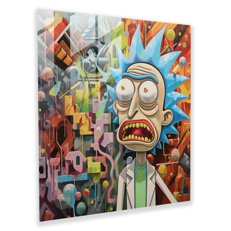 Glasbild Fragmentierte Fusion - Kubistische Mixed-Media-Kunst Glaswandkunst