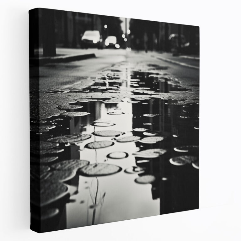 Stadtregen Leinwandbild - Regen Wandkunst Wohnkultur Fotografie