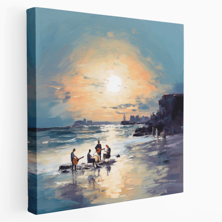 Leinwandbild der Moonlit Beach Rock Band