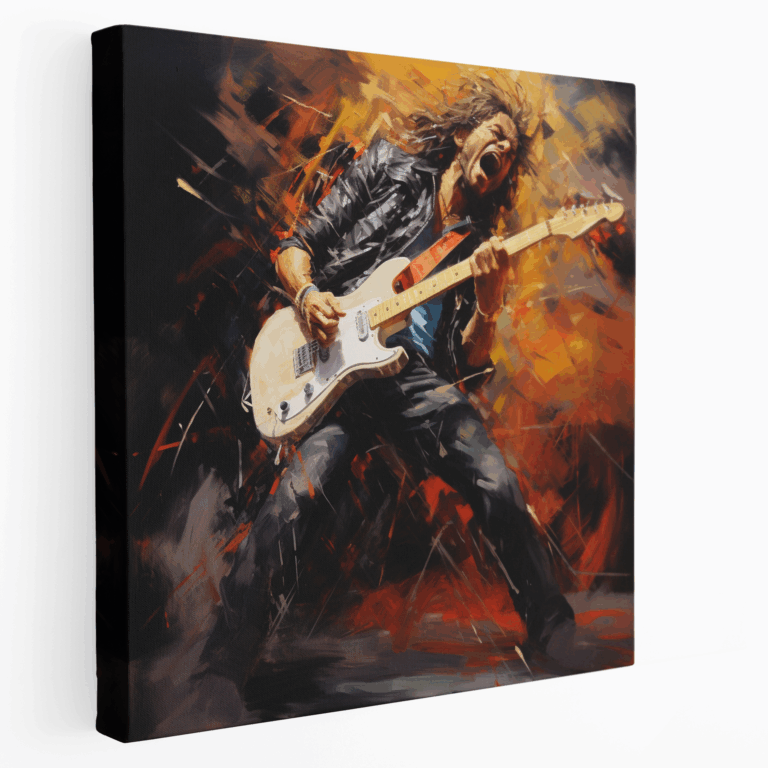 Leinwandbild eines expressiven Gitarren-Solo Ölgemäldes