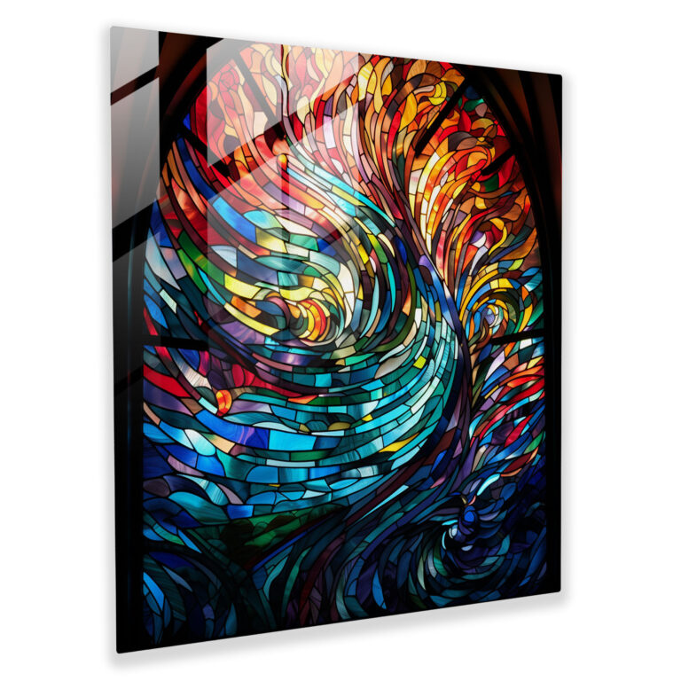 Abstraktes Regenbogen Glasbild - Moderne Kunst Abstraktes Glasfenster Dekoration für Zuhause