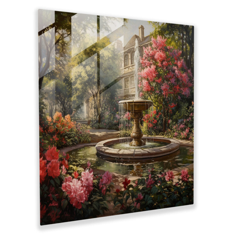 Glasbild Renaissance Garten - Ölgemälde Wanddekoration Moderne Kunst