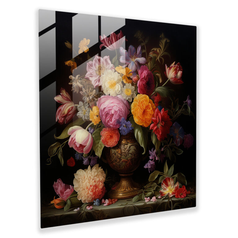 Florales Renaissance-Glasbild - Renaissance Glaswandkunst Moderne Kunst