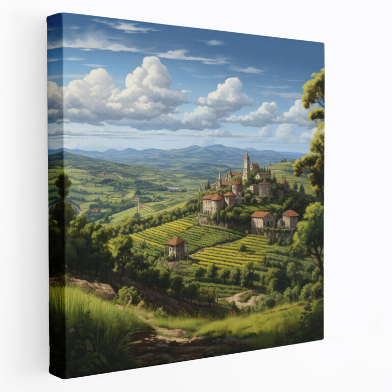 Stilles Renaissance Landschaft Leinwandbild - Landschaft Renaissance Leinwand ländliche Gegend