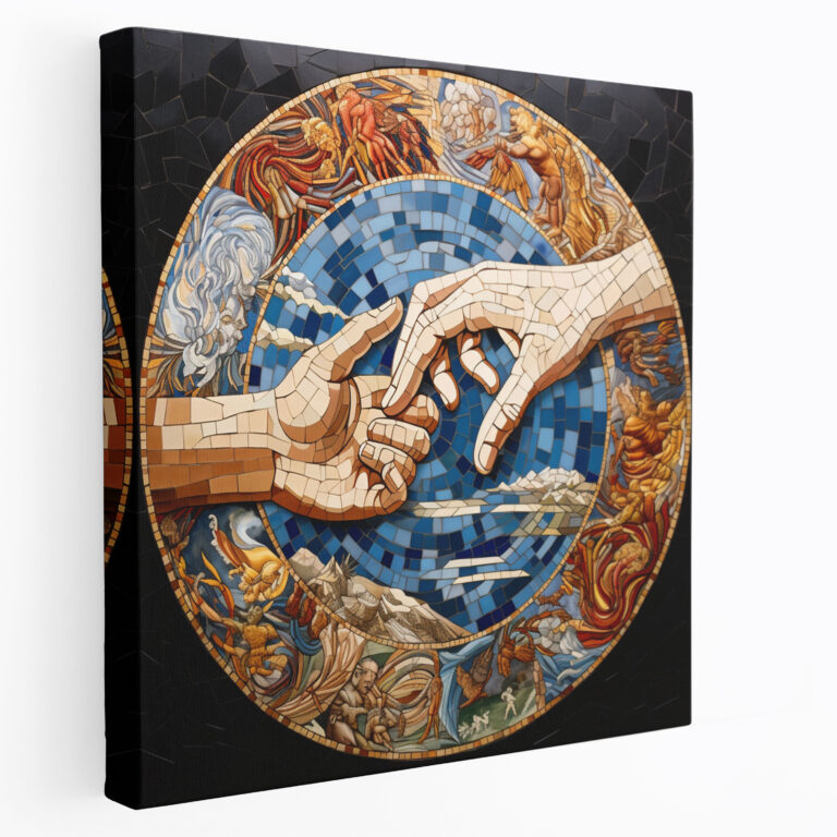 Renaissance Mosaik Leinwandbild - Wohnkultur Wandkunst Sixtinische Kapelle