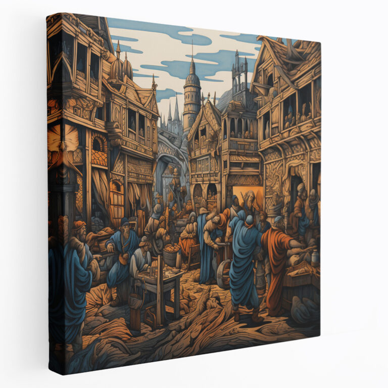 Renaissance Marktplatz Wandkunst - Leinwandbild Glasbild Zuhause Dekoration