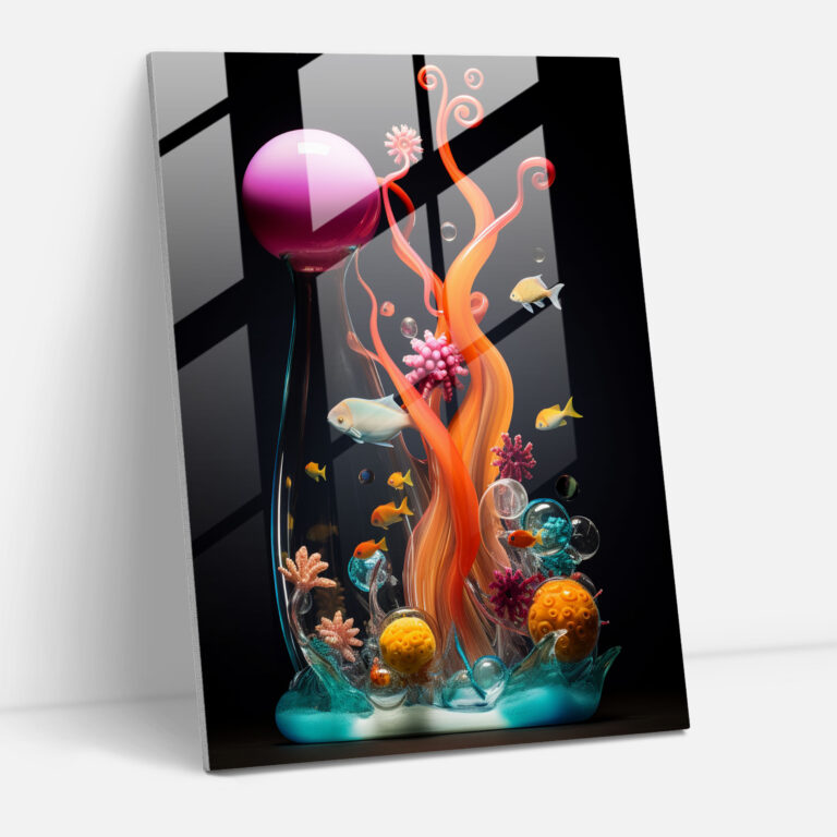 Realistische Glas Skulptur - Unterwasserwelt Glas Wandkunst - Glasbild Glas Kunst Wanddekoration