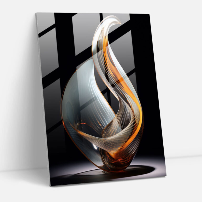 Moderne gebogene Glas-Skulptur für Zuhause - Realistische Glas-Skulptur Licht und Schatten Wanddekoration