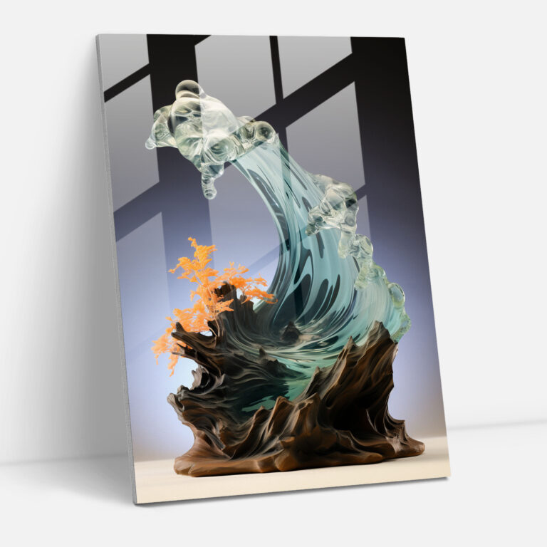 Realistische Glaskunst Skulptur - Strand Glasbild - Glaskunst Skulptur Glaswandkunst Entspannung Glasbild